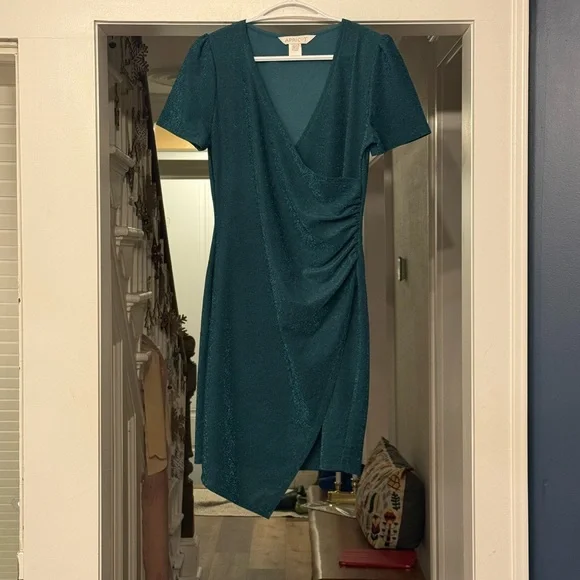 APRICOT Teal Asymmetrical Dress - Picture 8 of 8